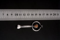 Fiery Ethiopian Opal Teardrop - Small Spice Spoon - Solid 925 Cast Silver - Oxidised & Brushed Texture - Crystal Pendant Necklace