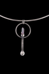 Double Terminated Vera Cruz Amethyst - Ceremonial Spoon - 925 Cast Silver - Oxidised Brush Textured