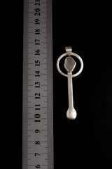 Himalayan Aquamarine - Small Spice / Ceremonial Spoon - Solid 925 Cast Silver - Unique Brush Textured - Crystal Pendant Necklace