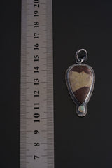 Grounding Australian Mookaite and Fiery Ethiopian Opal Pendant - Oxidised Sterling Silver with Sun Ray Details