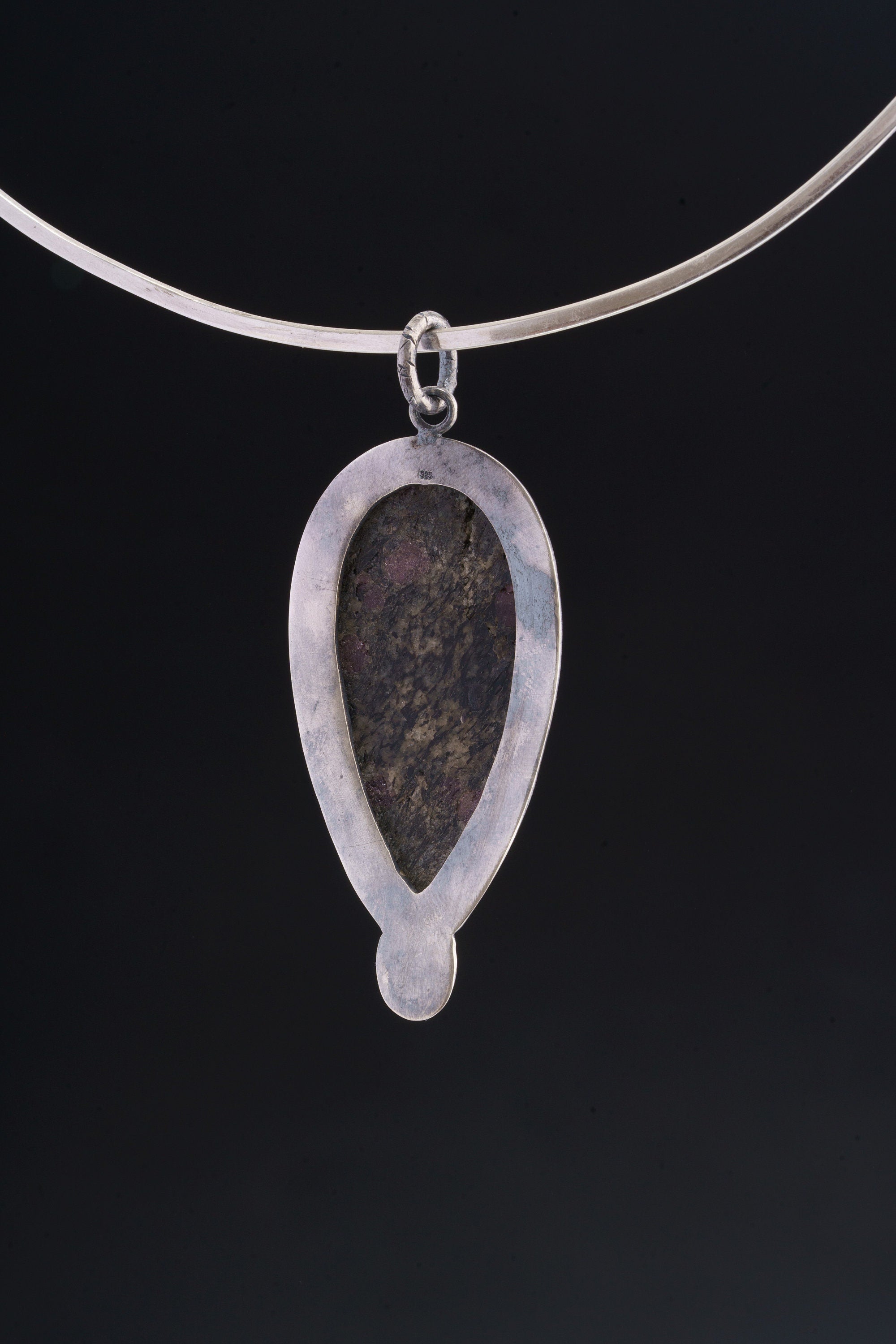 Oxidized Sterling Silver Pendant: Balsa Ruby, Ethiopian Opal Sun Ray Design