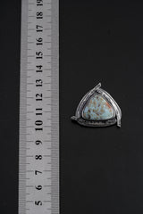 Azure Triad Larimar Stack Pendant, Textured & Oxidized 925 Sterling Silver, Throat Chakra, Pisces Zodiac, Calm Communication, Unique Gift