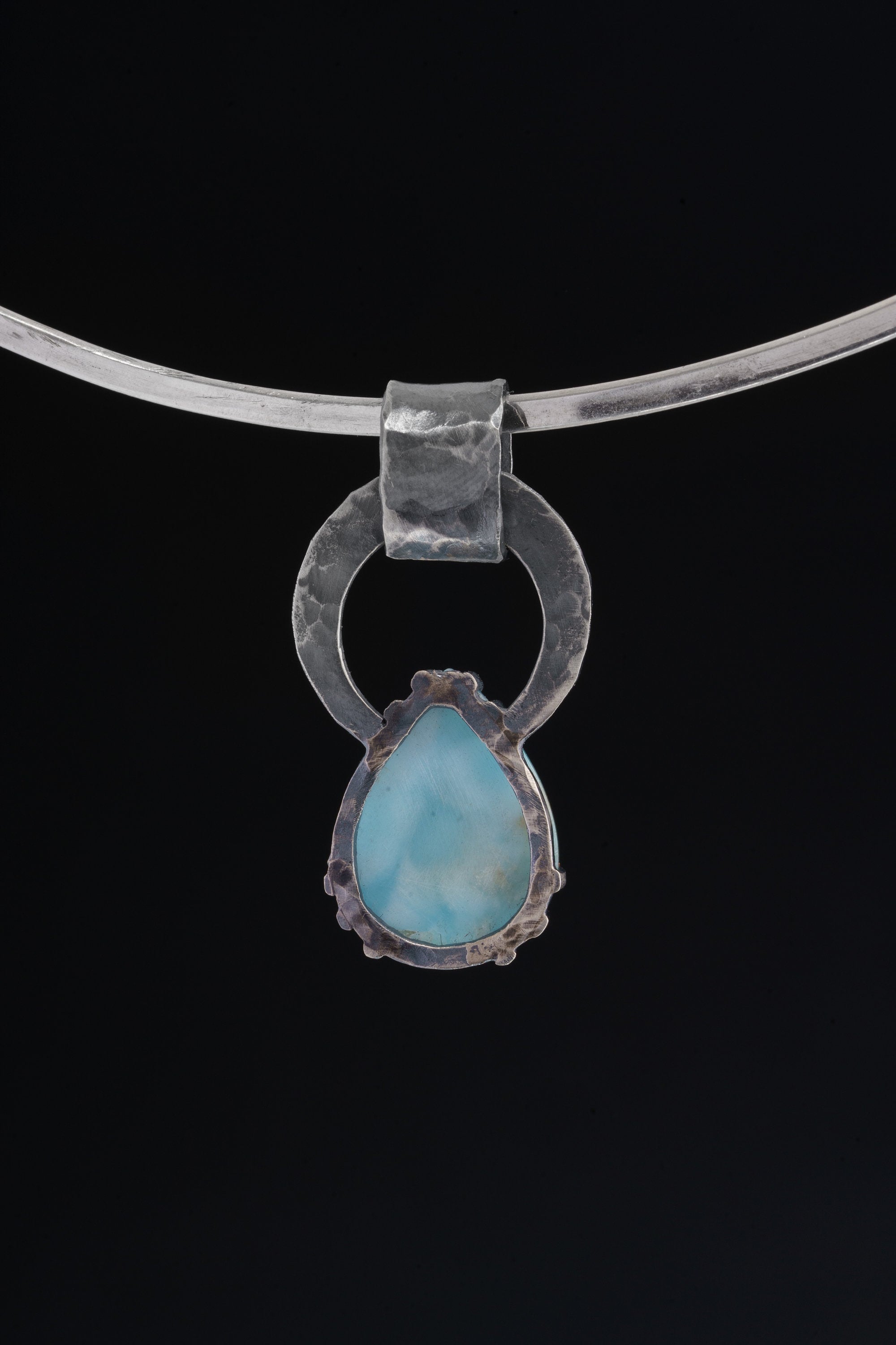 Blue Moonstone Larimar Pendant 925 Sterling Silver Oxidized Claw Necklace Throat Third Eye Chakra Gift