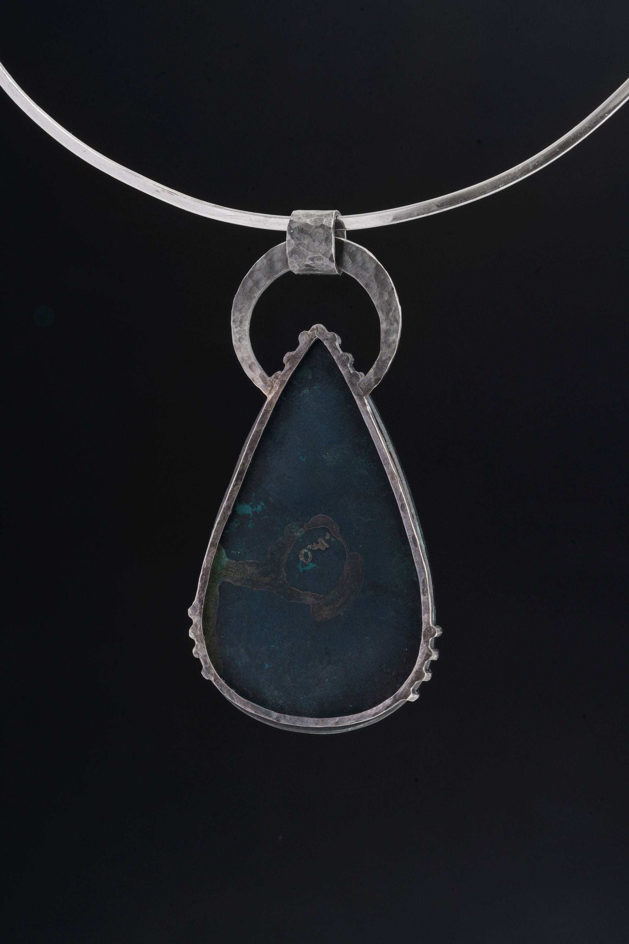 Moonstone Chrysocolla Pendant 925 Sterling Silver Oxidized Claw Necklace Third Eye Throat Chakra Gift