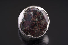 Ruby in Mica and Quartz Matrix - Unisex - Size 5-12 US - Large Adjustable Sterling Silver Ring