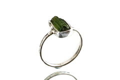 Gem Green Tourmaline - Size 5 1/2 US - Fine Sterling Silver Crystal Ring