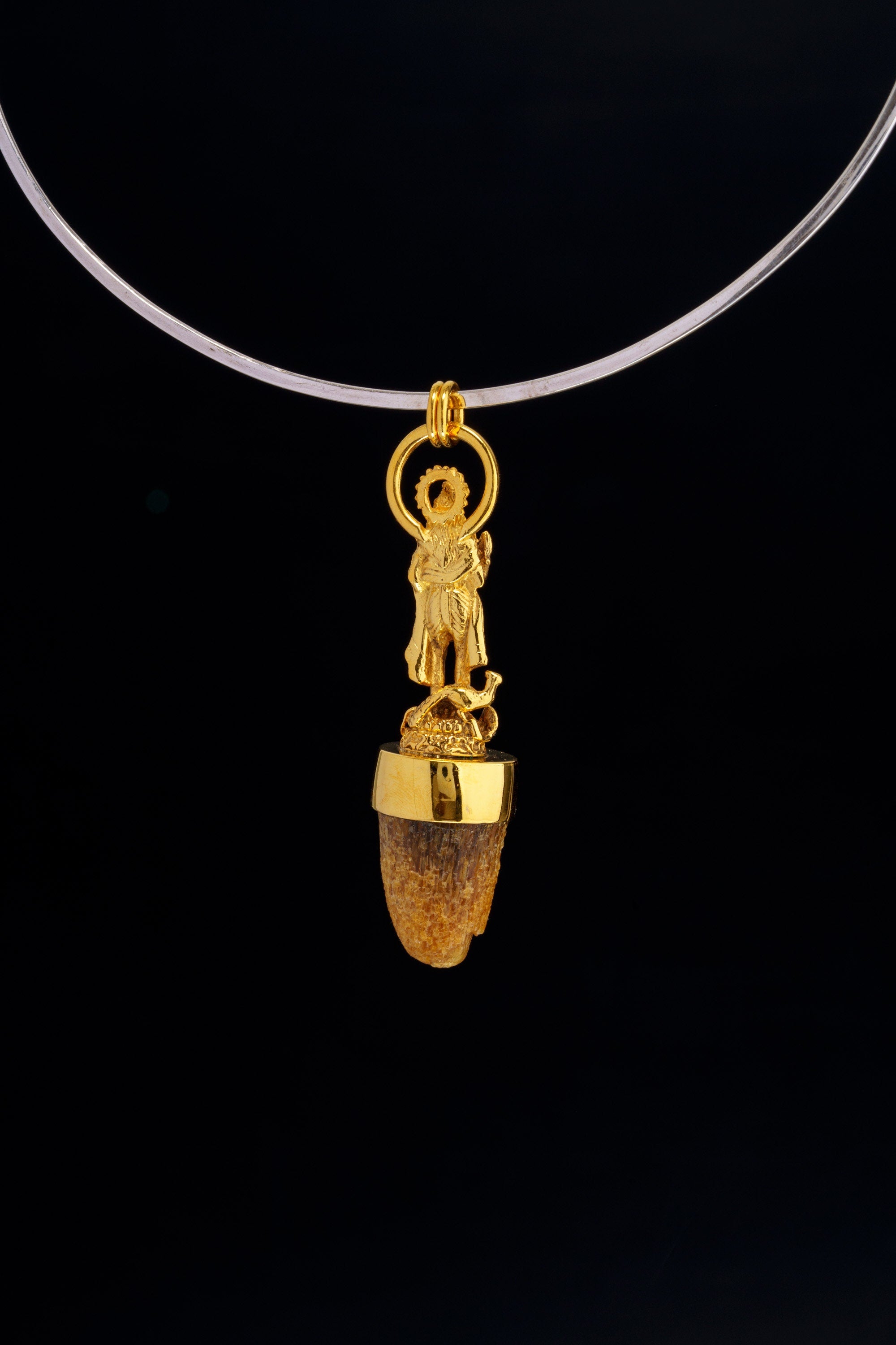 Shiva Cow Horn Pendant 24k Gold Plated Sterling Silver Brass Talisman Taurus Capricorn Spiritual Gift