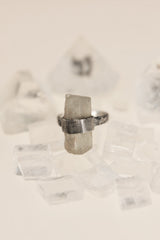 Torrington Treasure: Textured & Oxidised Sterling Silver Ring with Raw Australian Aquamarine - Size 5 1/4 - NO/9