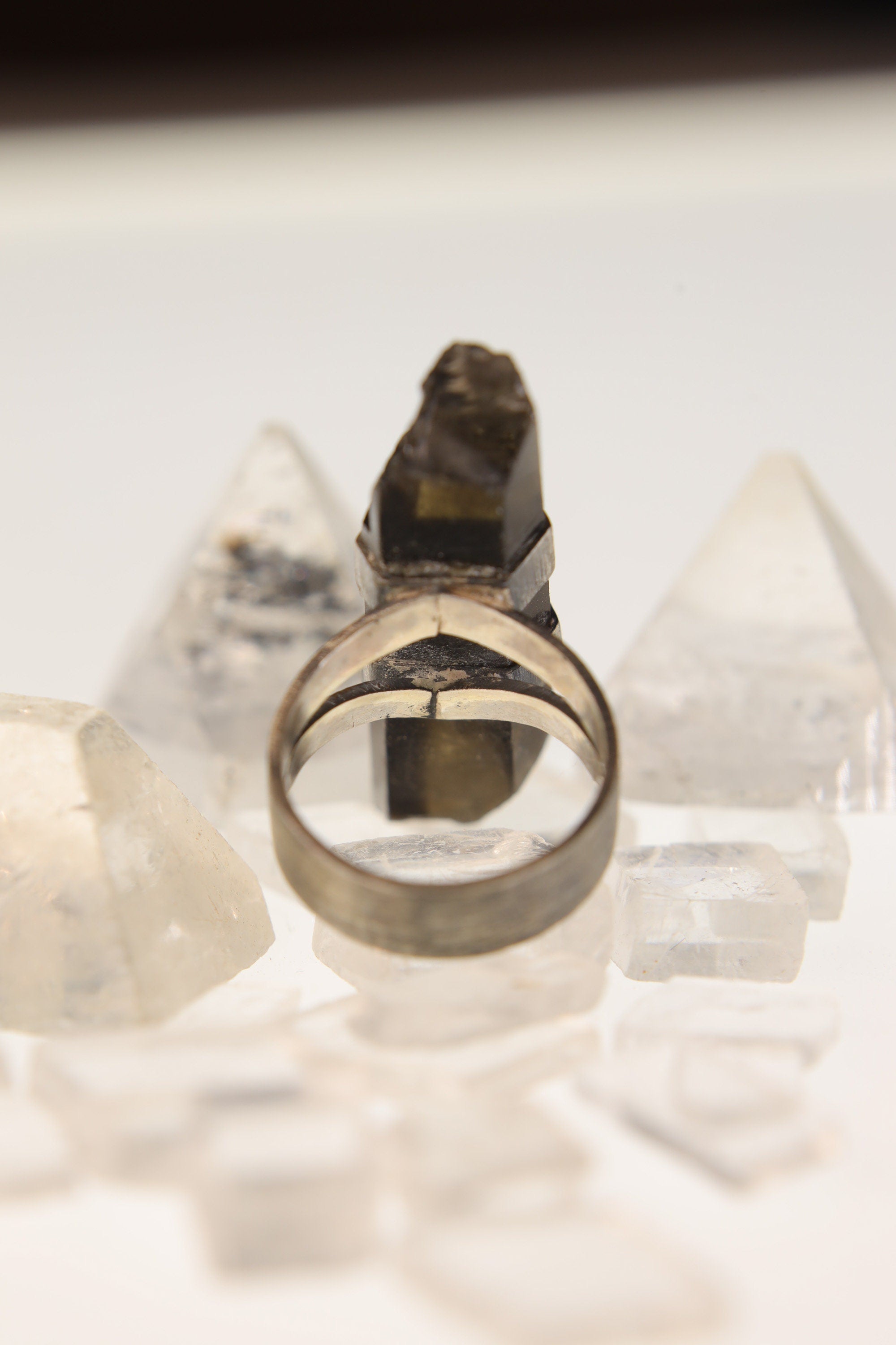 Oxidized Sterling Silver Smoky Citrine Ring: Australian Quartz, Size 6