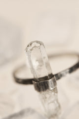 Himalayan Whisper: Textured & Oxidised Sterling Silver Ring with Raw Natural Himalayan Aquamarine - Size 8 3/4 US - NO/04