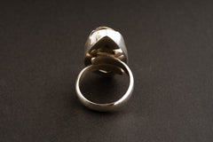 Ancient Crystallized Shell Unisex Adjustable Ring, Size 5-12 US, Large Sterling Silver, Protection and Connection to Earth, Unique Gift