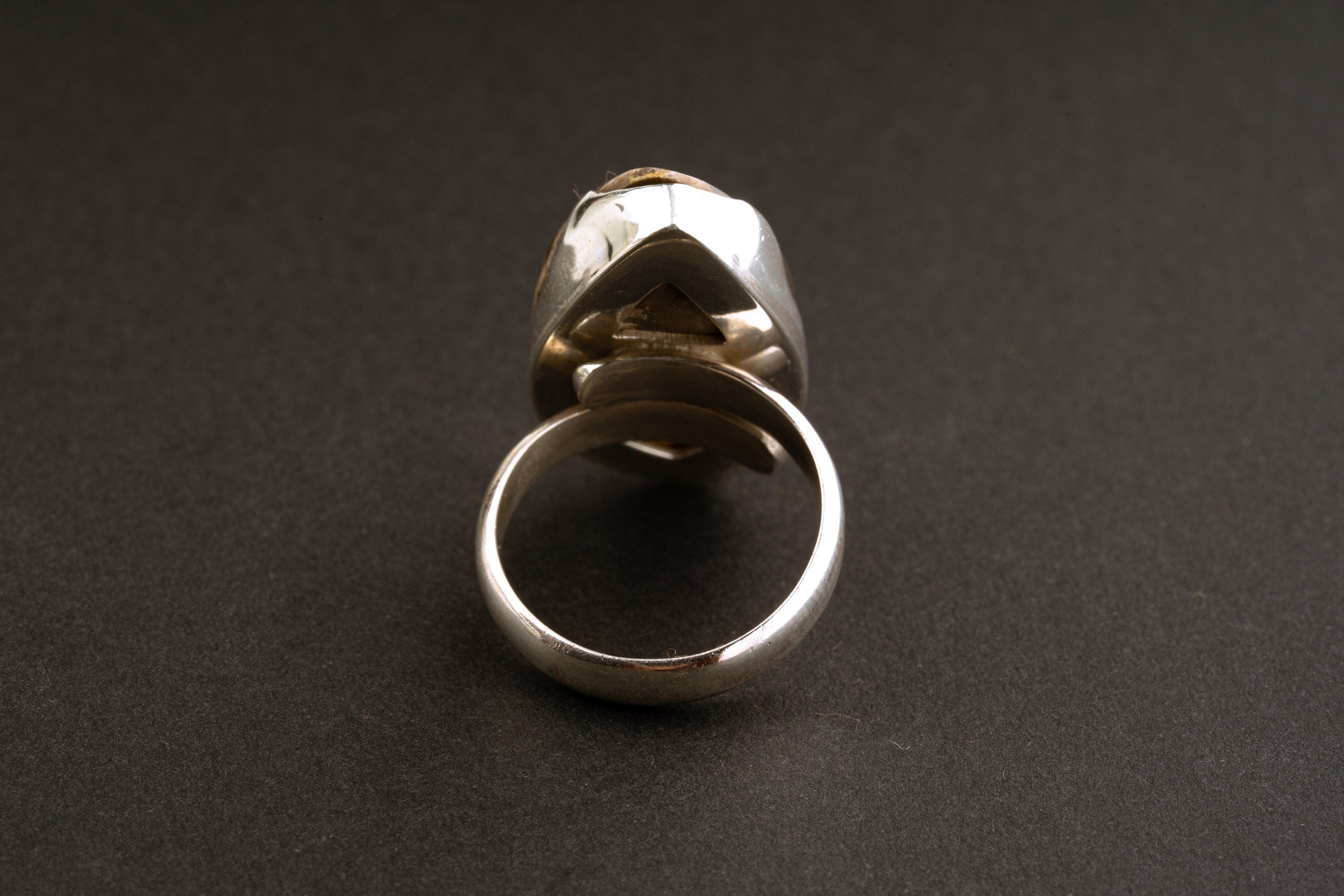 Ancient Crystallized Shell Sterling Silver Ring: Adjustable Size 5-12
