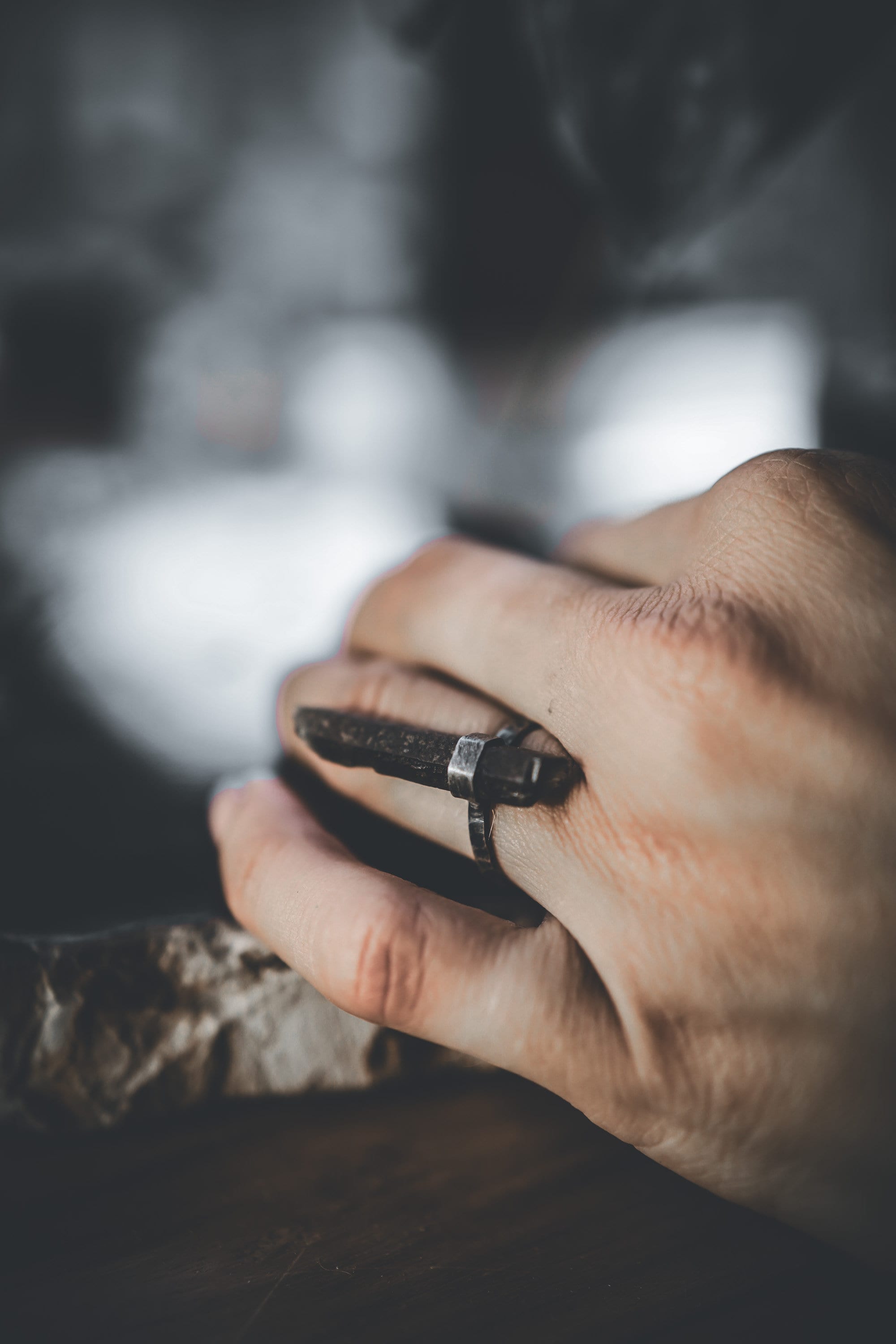 Torrington Whisper: Textured & Oxidised Sterling Silver Ring with Raw Australian Smoky Citrine, Root Chakra, Unique Design- Size 7 - NO/02
