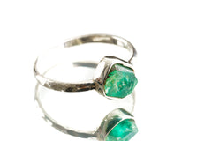 Australian Raw Emerald - Size 5 US - Fine Sterling Silver Crystal Ring