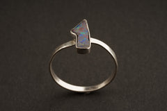 Black Opal Doublet from Lightning Ridge - Size 6 1/4 US - Fine Sterling Silver Crystal Ring