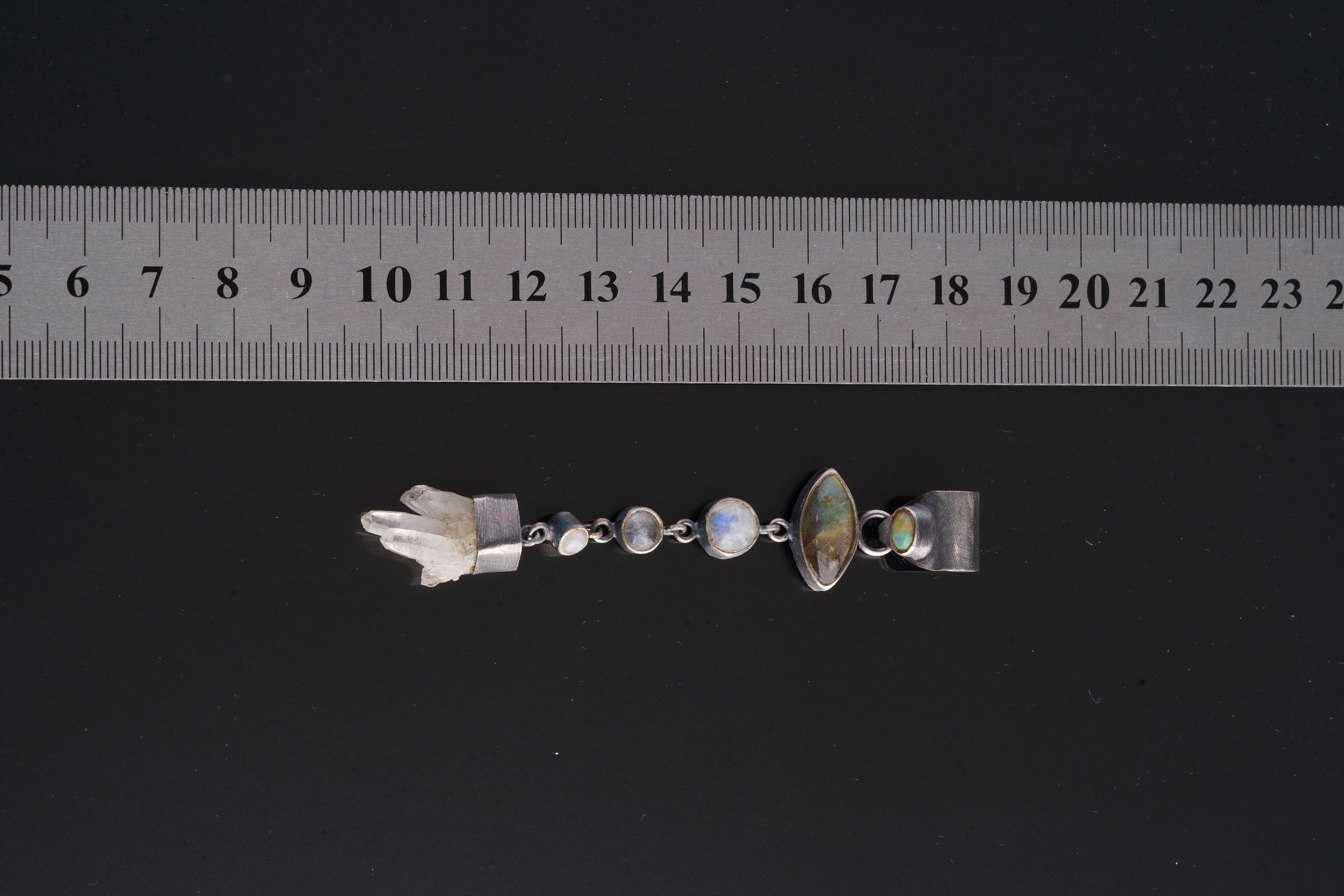 Sterling Silver Celestial Pendant: Opal, Labradorite, Moonstone & Quartz