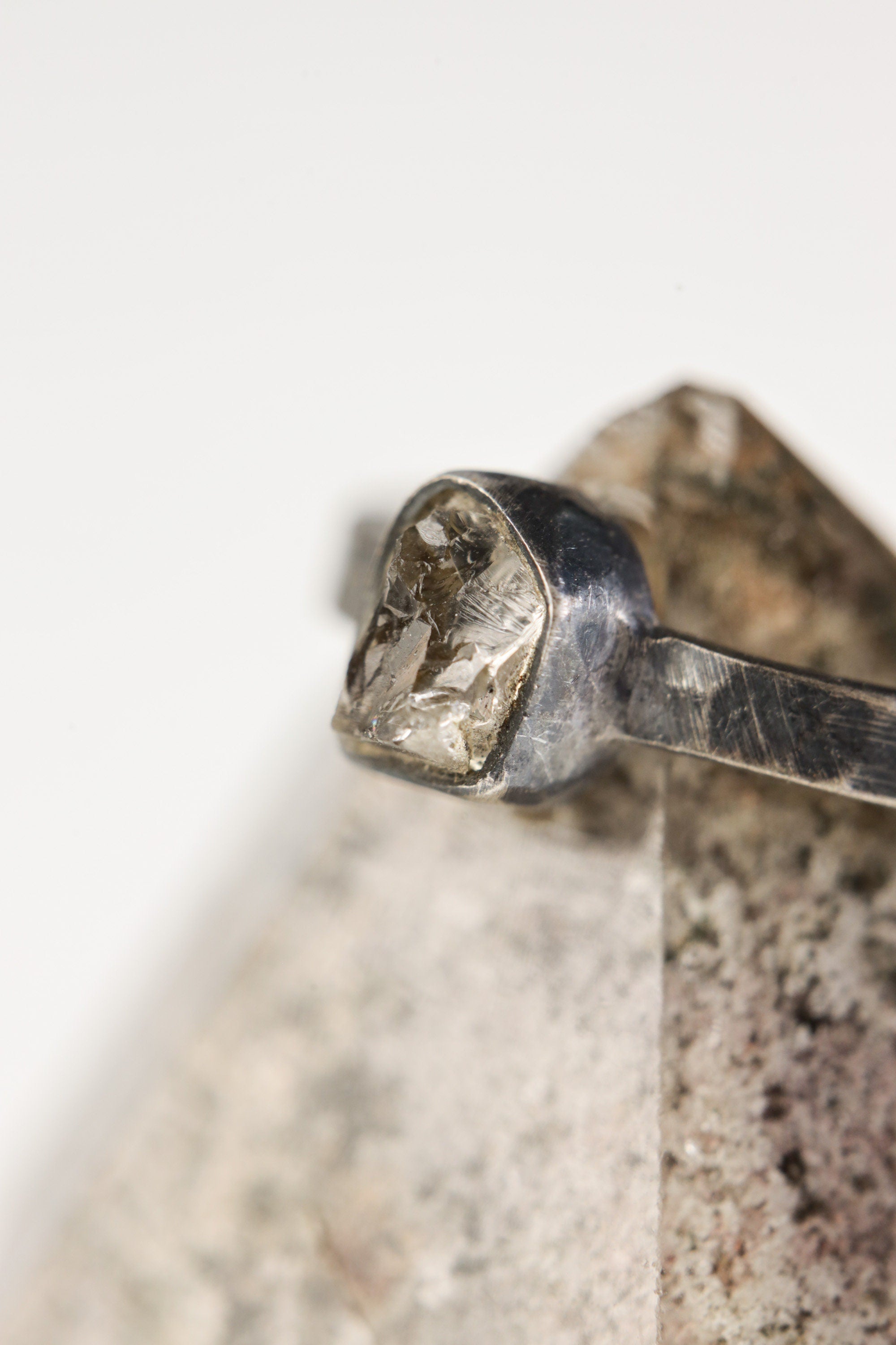 Lustrous Luminary - Sterling Silver Ring with Herkimer Diamond - Size 6 1/2 US - NO/05