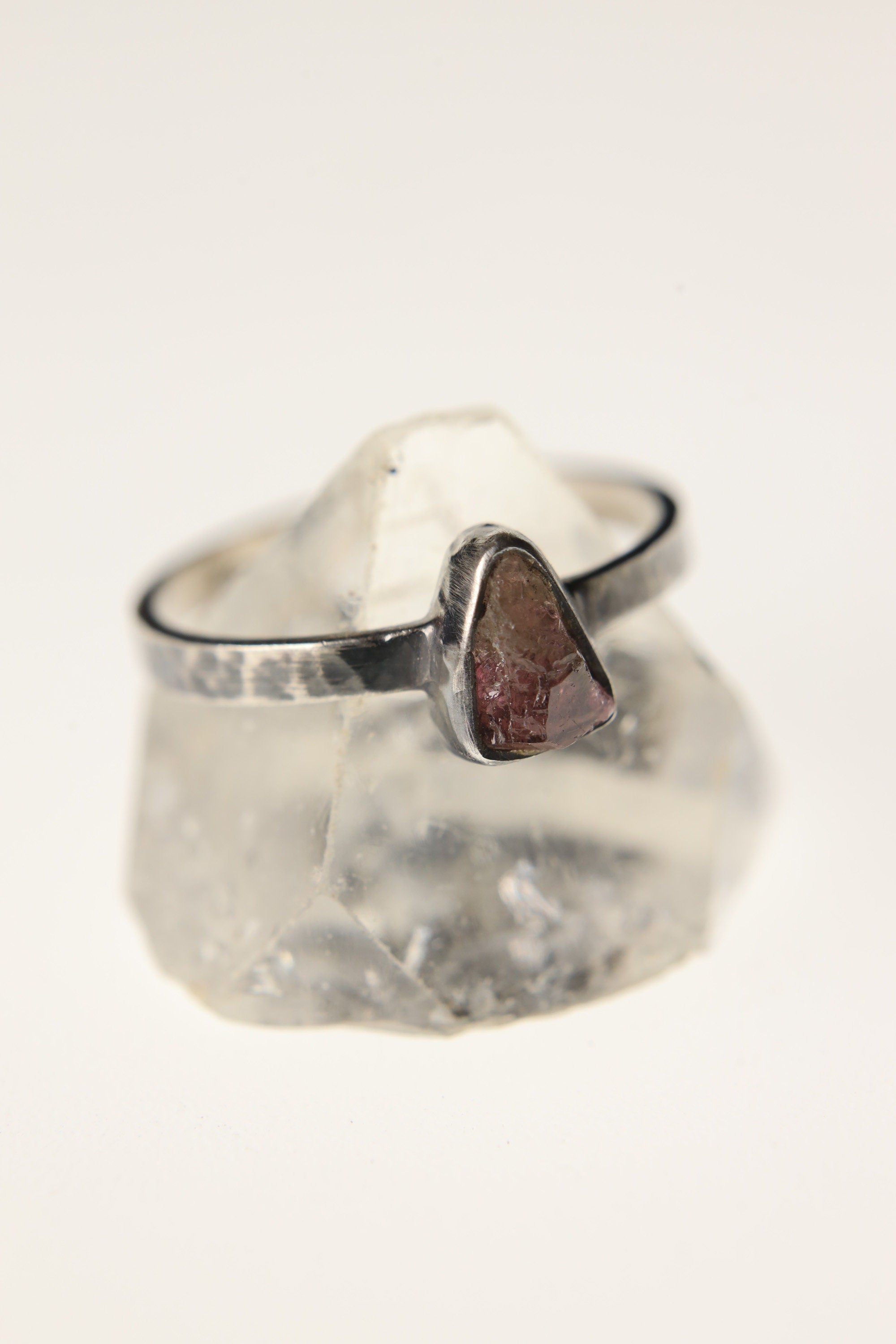 Enchanted Spectrum - Sterling Silver Ring with Watermelon Tourmaline - Size 8 US - NO/01