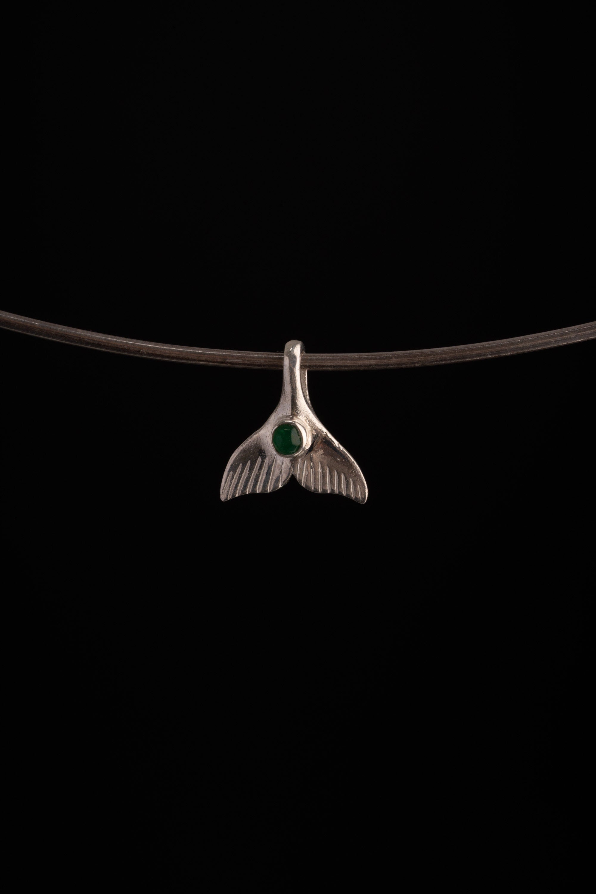Emerald Hoop Earrings Mermaid Tail Pendant, 925 Silver, Multifunctional Jewelry, Ocean Energy, Healing Stone, Gemini & Heart Chakra