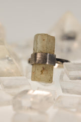 Textured & Oxidized Sterling Silver Torrington Ring with Raw Australian Aquamarine, Size 5 1/2,Throat Chakra,Pisces Zodiac,Emotional Balance