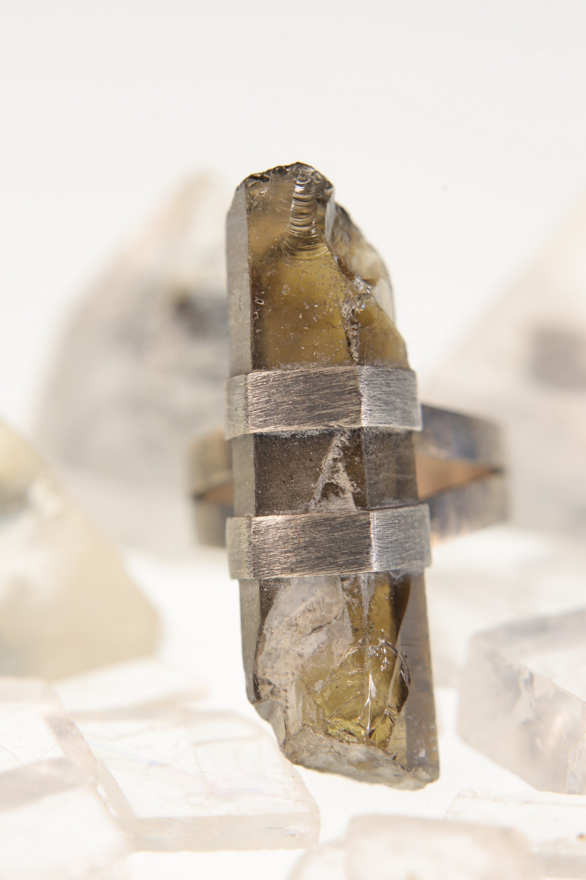 Torrington Ring: Textured & Oxidised Sterling Silver with Natural Australian Smoky Citrine Quartz, Scorpio Zodiac, Abundance -Size 6 - NO/01