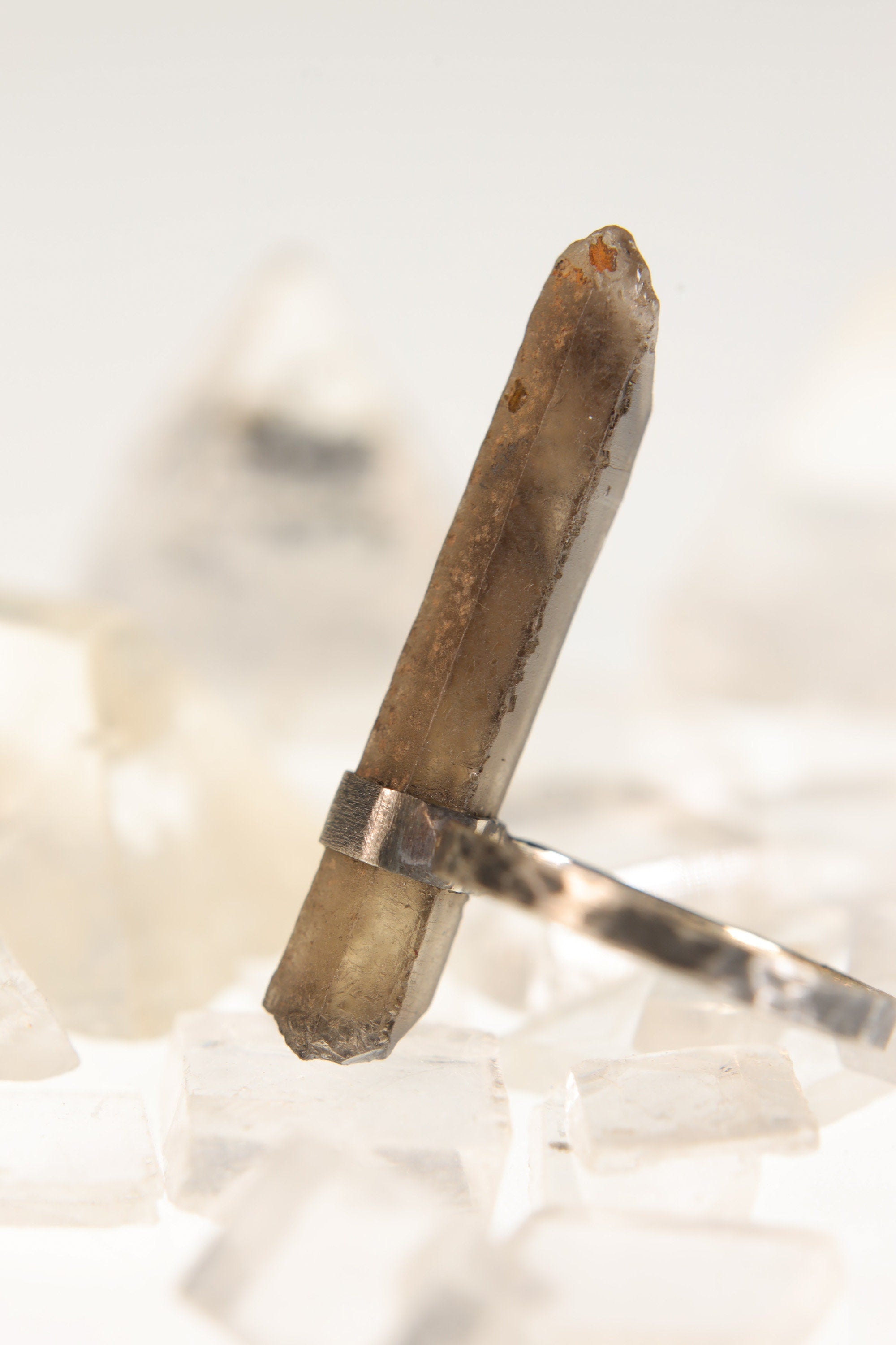 Torrington Whisper: Textured & Oxidised Sterling Silver Ring with Raw Australian Smoky Citrine, Root Chakra, Unique Design- Size 7 - NO/02
