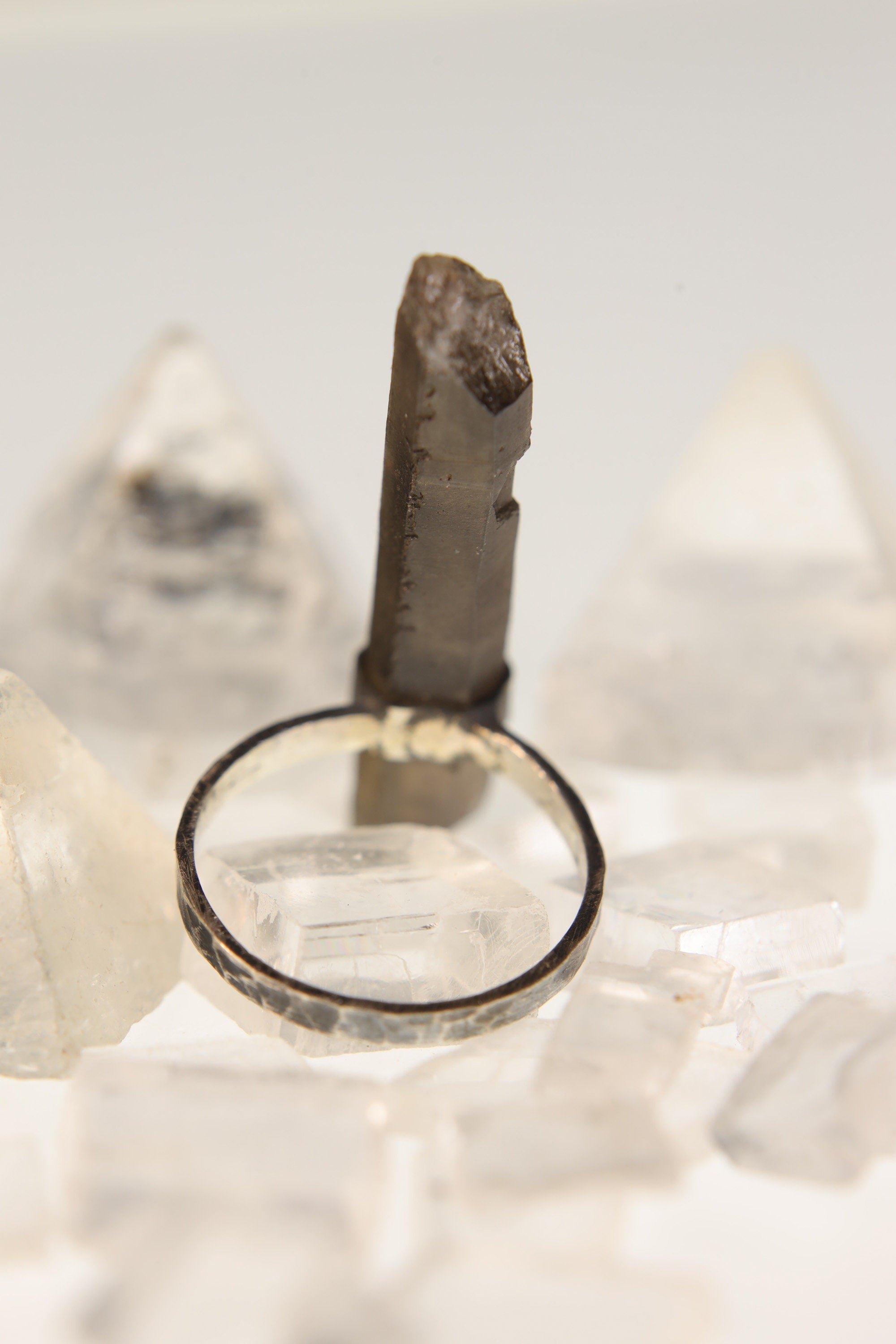 Torrington Whisper: Textured & Oxidised Sterling Silver Ring with Raw Australian Smoky Citrine, Root Chakra, Unique Design- Size 7 - NO/02