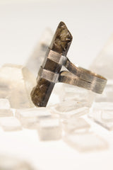 Torrington Ring: Textured & Oxidised Sterling Silver with Natural Australian Smoky Citrine Quartz, Scorpio Zodiac, Abundance -Size 6 - NO/01