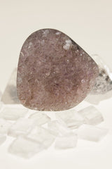 Amethyst Affection: Textured & Oxidised Sterling Silver Ring with Raw Natural Large Heart Shaped Amethyst Cluster - Size 7 US
