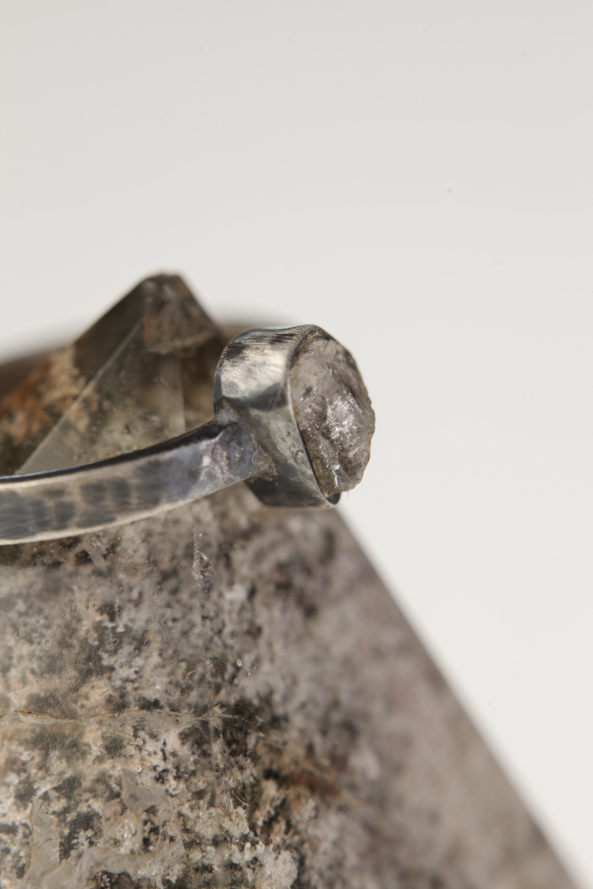 Lustrous Luminary - Sterling Silver Ring with Herkimer Diamond - Size 4 US - NO/07