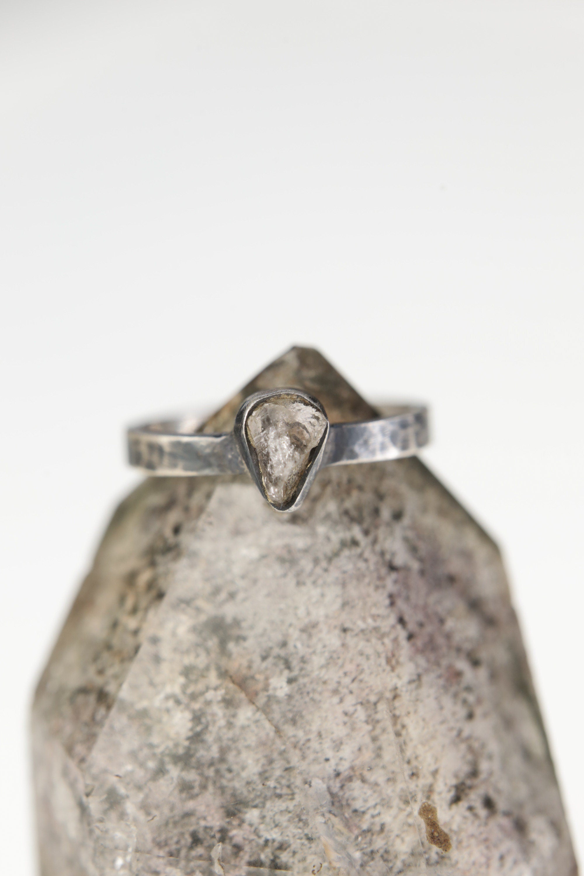 Lustrous Luminary - Sterling Silver Ring with Herkimer Diamond - Size 4 US - NO/07