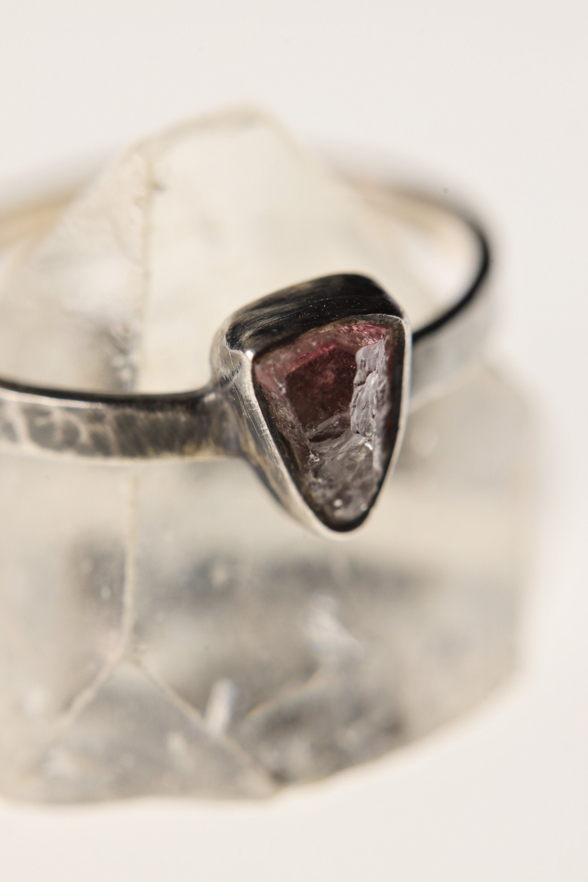 Enchanted Spectrum - Sterling Silver Ring with Watermelon Tourmaline - Size 8 US - NO/01