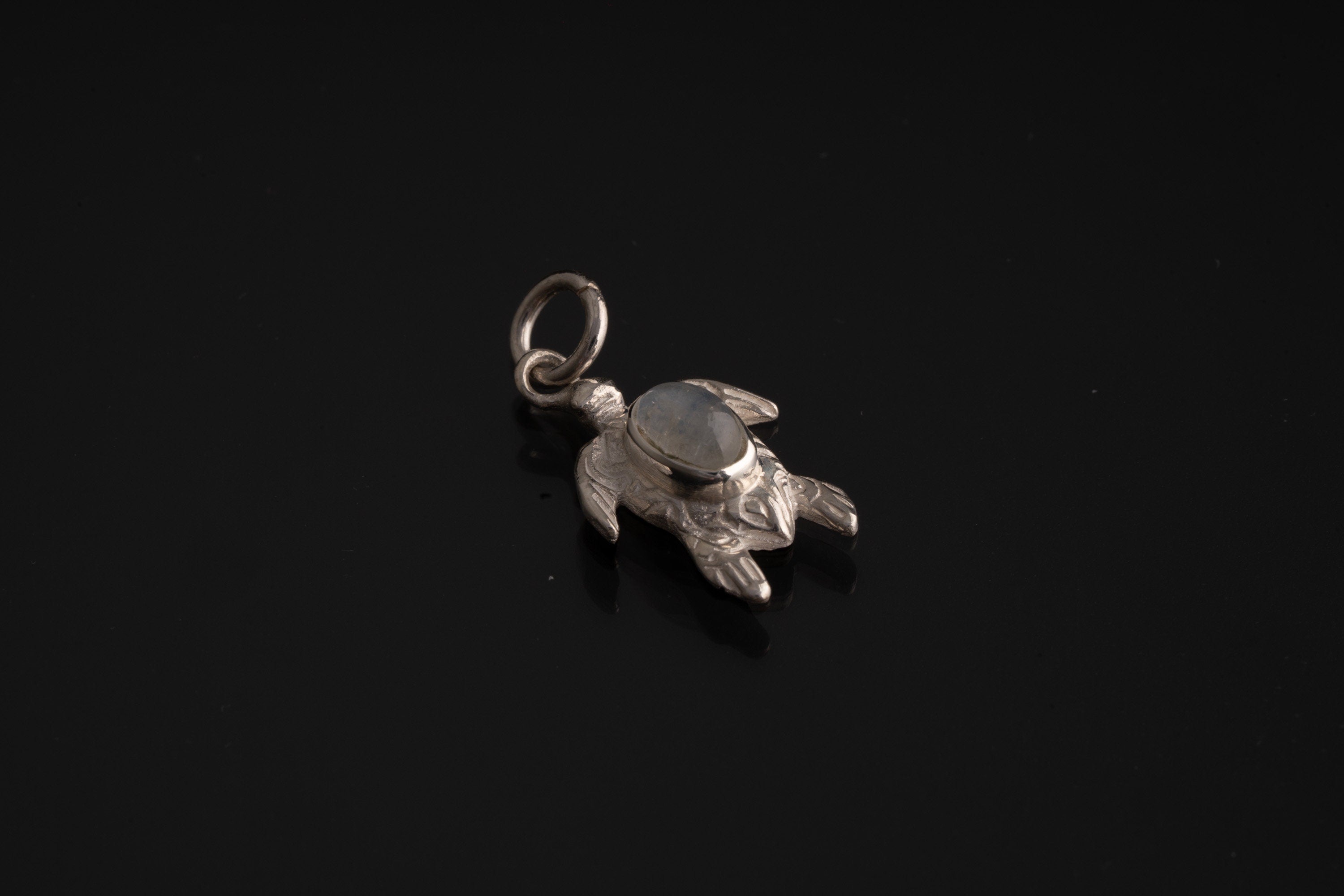 Moonstone Turtle Hoop Earrings 925 Silver, Sea Spirit Jewelry, High Shine Finish, Convertible Pendant, Healing Crystal Gift