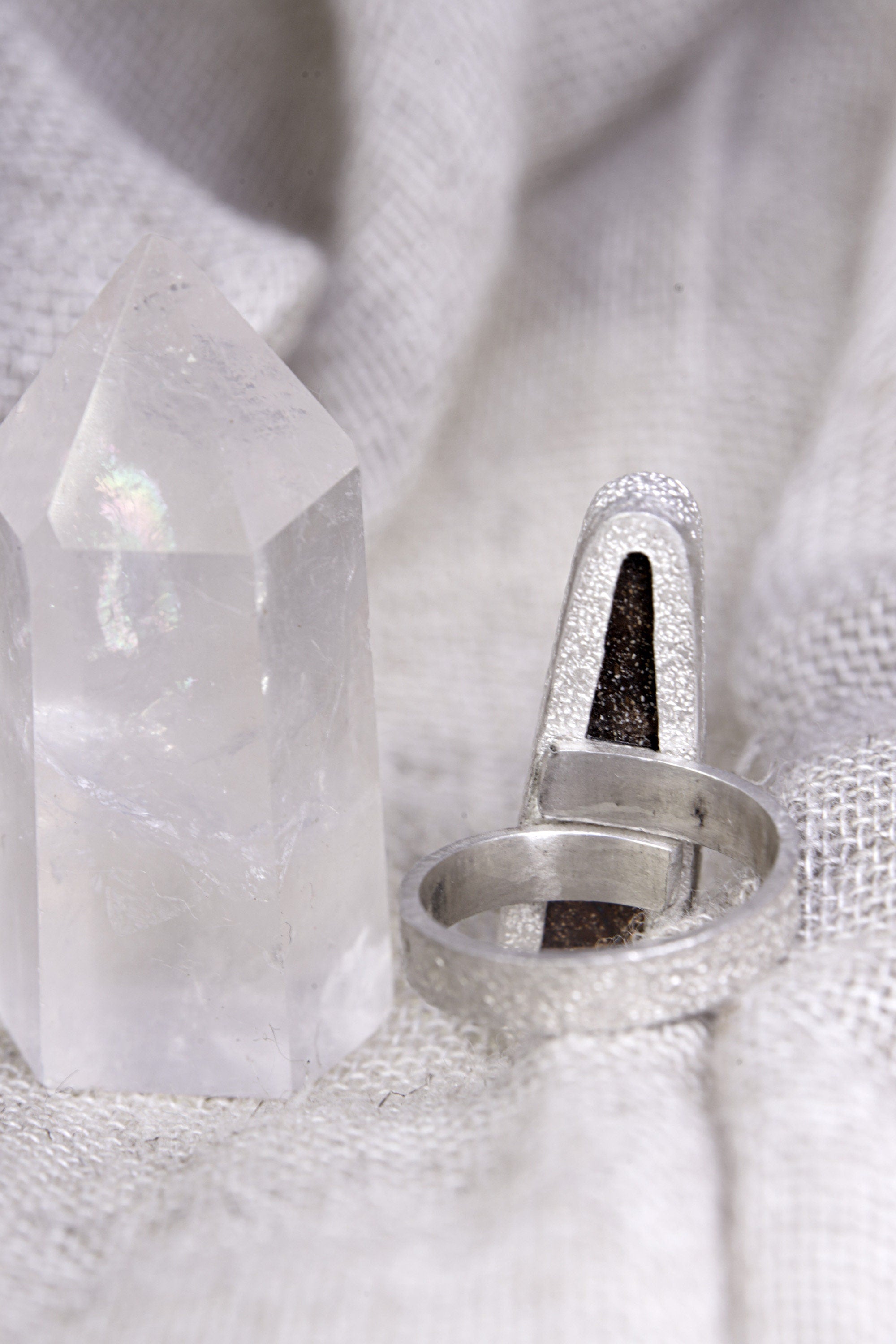 Adjustable Sterling Silver Opal Ring - Textured Unisex Design