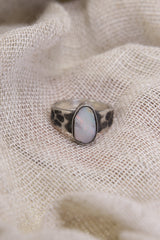 Oxidized Sterling Silver Lightning Ridge Opal Ring - Size 7