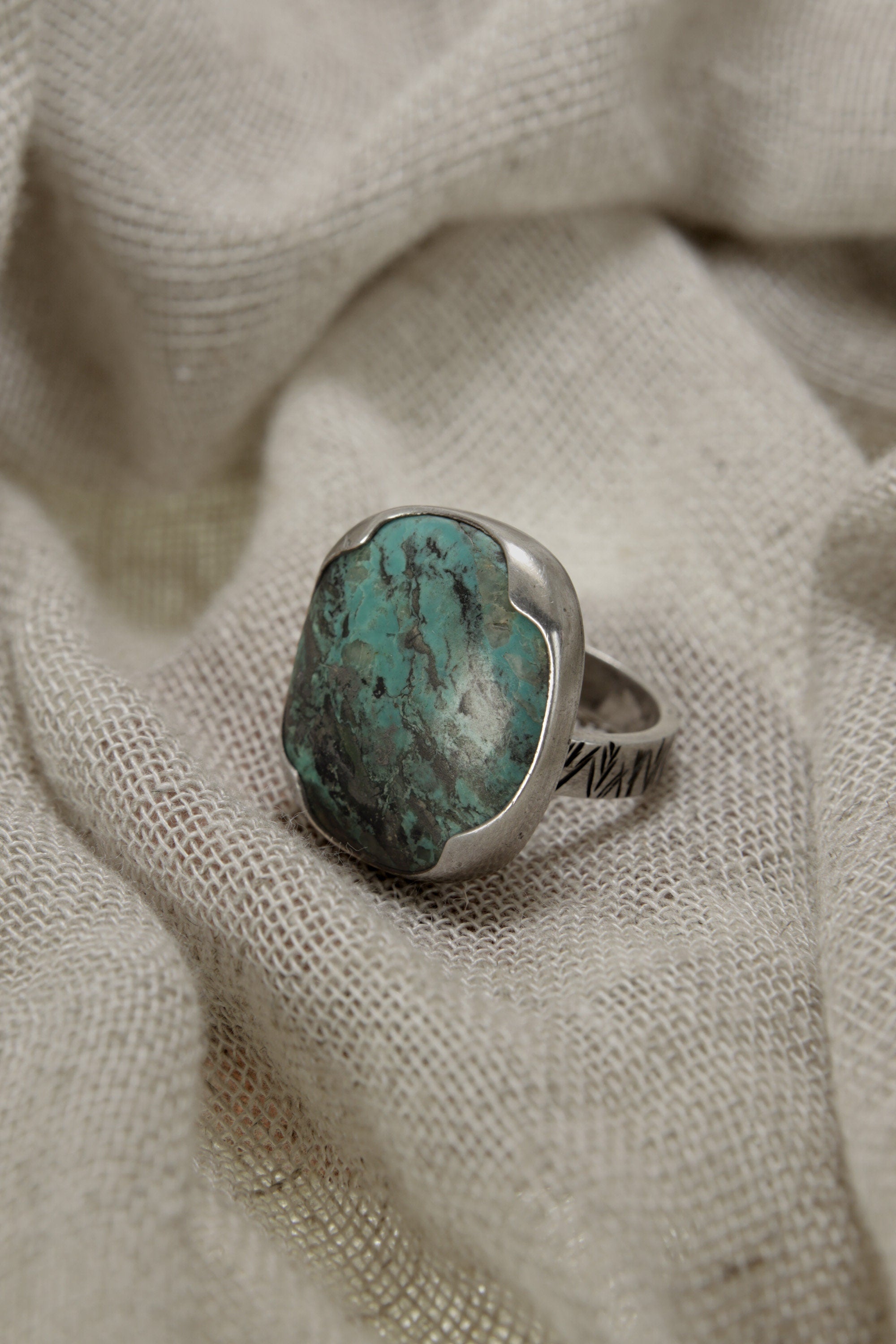Outback Elegance: Adjustable Sterling Silver Ring with Australian Turquoise - Unisex - Size 5-10 US