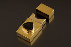 A Masterpiece of Utility and Mystique: Antique Matchbox adorned with Black Tourmaline - Polished Cast Brass Matchbox