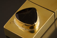 A Masterpiece of Utility and Mystique: Antique Matchbox adorned with Black Tourmaline - Polished Cast Brass Matchbox