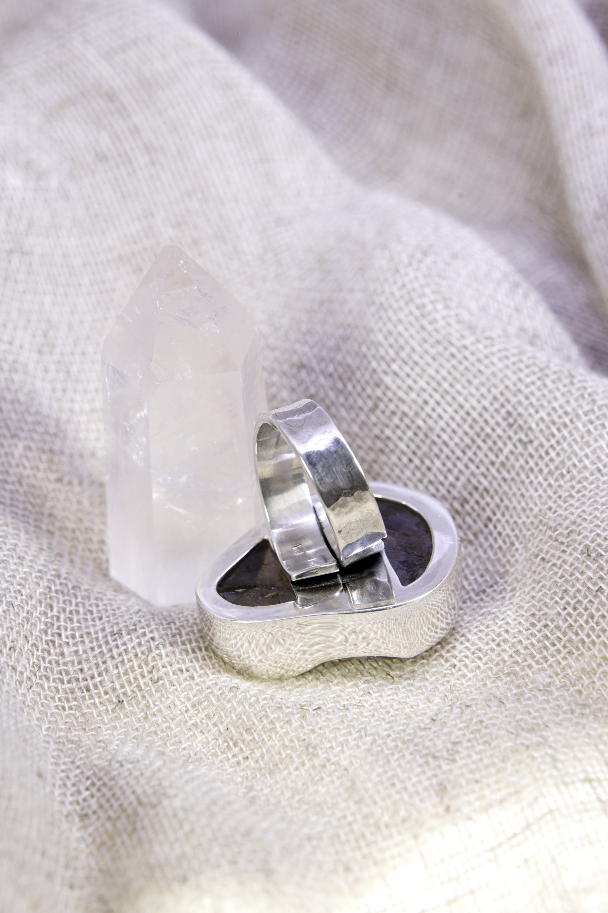 Green Amethyst Ring 925 Sterling Silver Adjustable Waved Bezel Prasiolite Heart Chakra Nature Gift