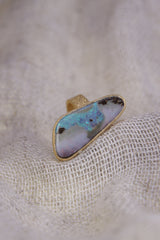Gold Opal Ring 925 Sterling Silver Adjustable Ring 18k Gold Plated Textured Band Crown Chakra Jewelry Gift