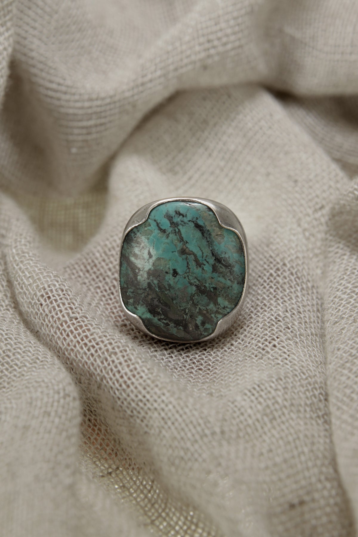 Outback Elegance: Adjustable Sterling Silver Ring with Australian Turquoise - Unisex - Size 5-10 US