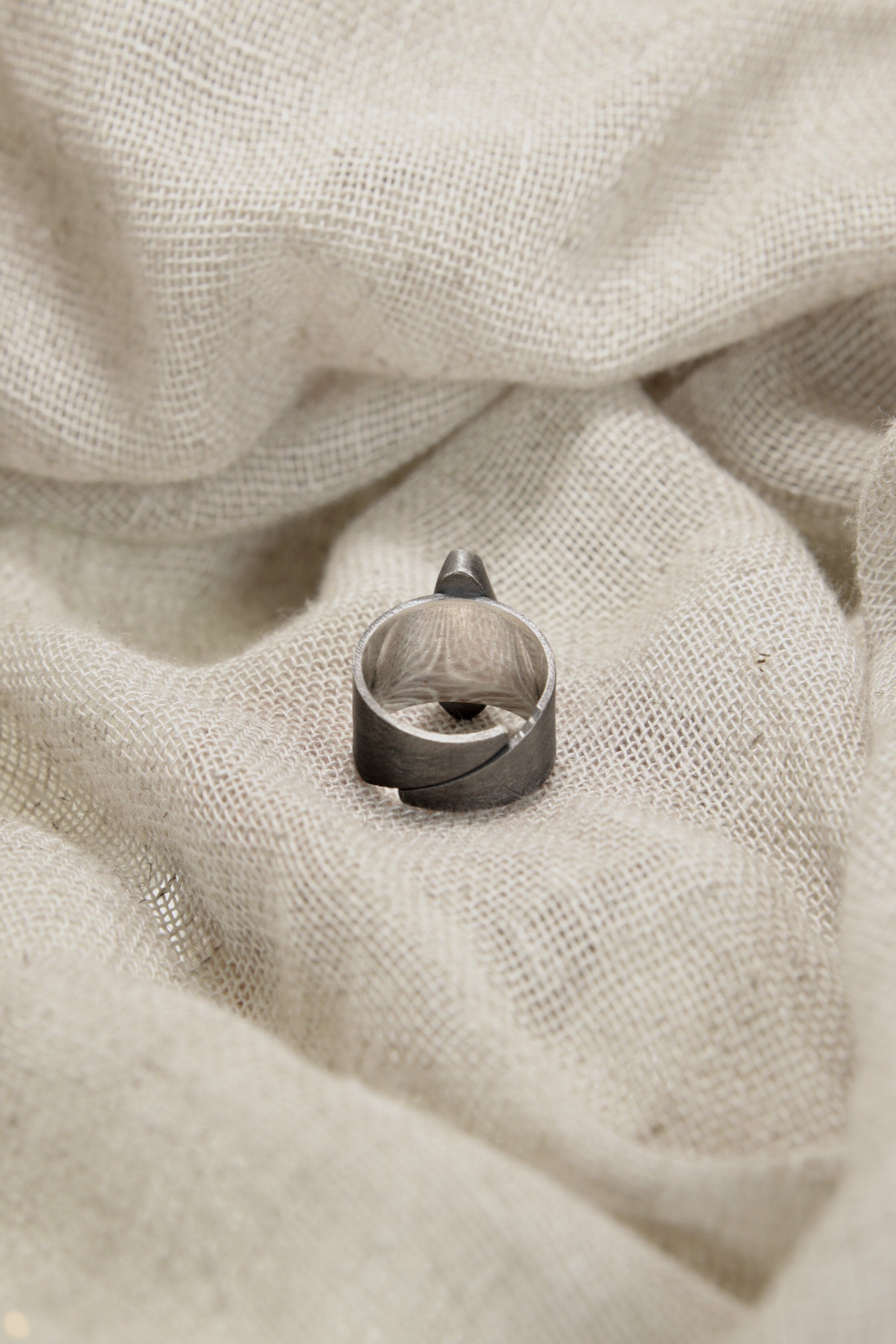 Vera Cruz Twilight: Adjustable Sterling Silver Ring with Vera Cruz Amethyst - Brush Textured - Unisex - Size 5-10 US - NO/08