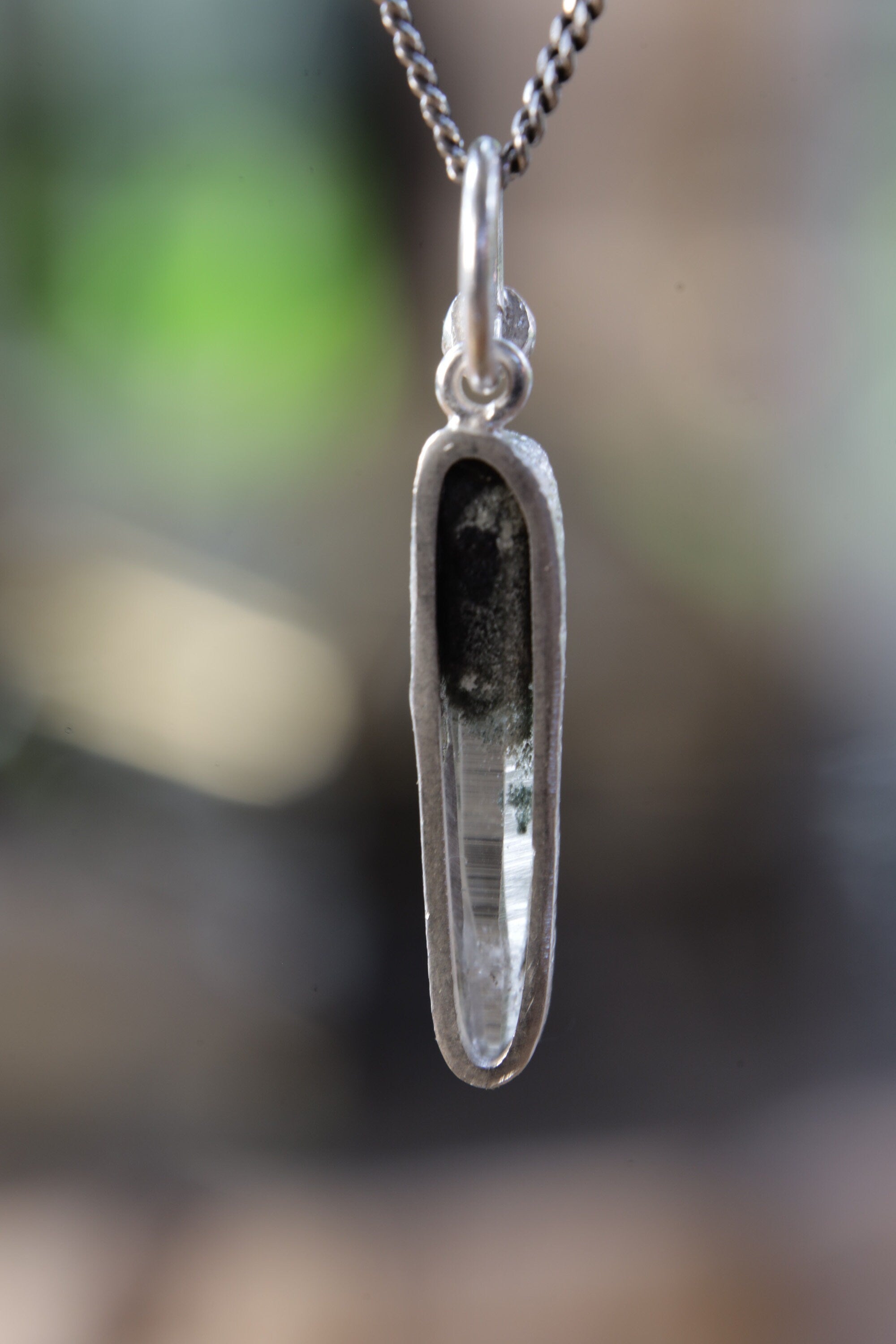 Luminous Peak: Sterling Silver Pendant with Himalayan Laser Quartz and Opal - High Shine & Sand Textured - NO/02