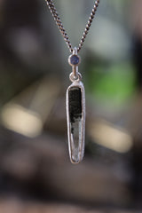 Luminous Peak: Sterling Silver Pendant with Himalayan Laser Quartz and Opal - High Shine & Sand Textured - NO/02