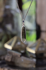 Luminous Peak: Sterling Silver Pendant with Himalayan Chlorite Quartz and Opal - High Shine & Sand Textured - NO/03