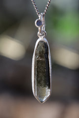 Luminous Peak: Sterling Silver Pendant with Himalayan Chlorite Quartz and Opal - High Shine & Sand Textured - NO/03