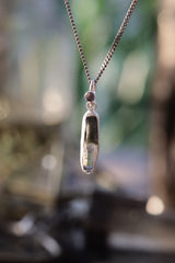Luminous Peak: Sterling Silver Pendant with Himalayan Chlorite Quartz and Opal - High Shine & Sand Textured - NO/07