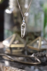 Sterling Silver Pendant with Himalayan Chlorite Quartz and Opal - High Shine & Sand Textured - NO/08