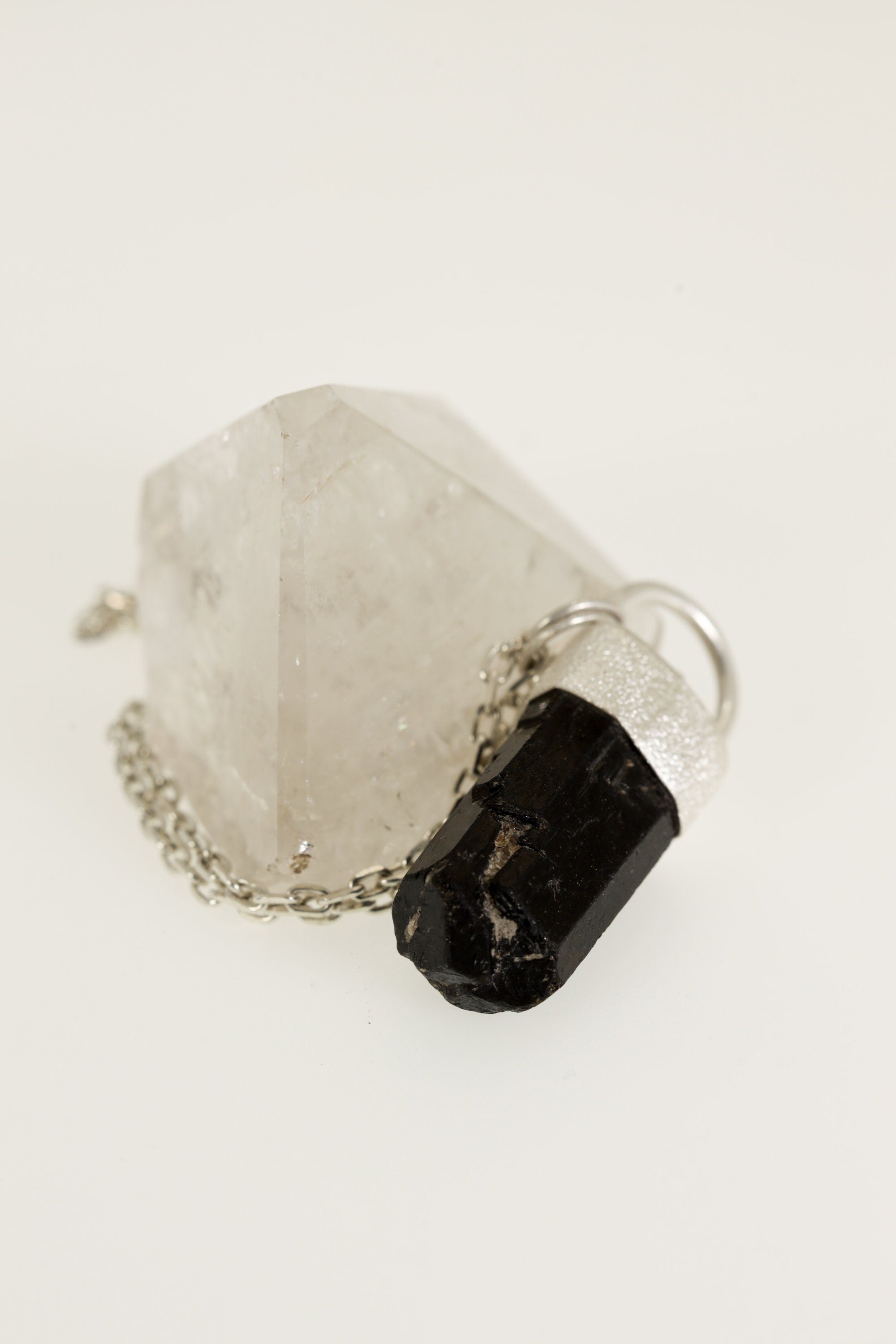 Earthen Brilliance: Sterling Silver Pendant with Himalayan Terminated Brown Dravite Tourmaline and Diamond - Sand Texture Finish - NO/01