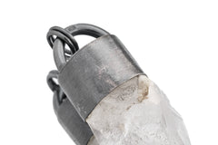 Large Clear Himalayan Tabular Quartz Pendant, Oxidized Brutalist Finish, Brush Textured, Minimal Strong Look, Enhances Energy & Clarity